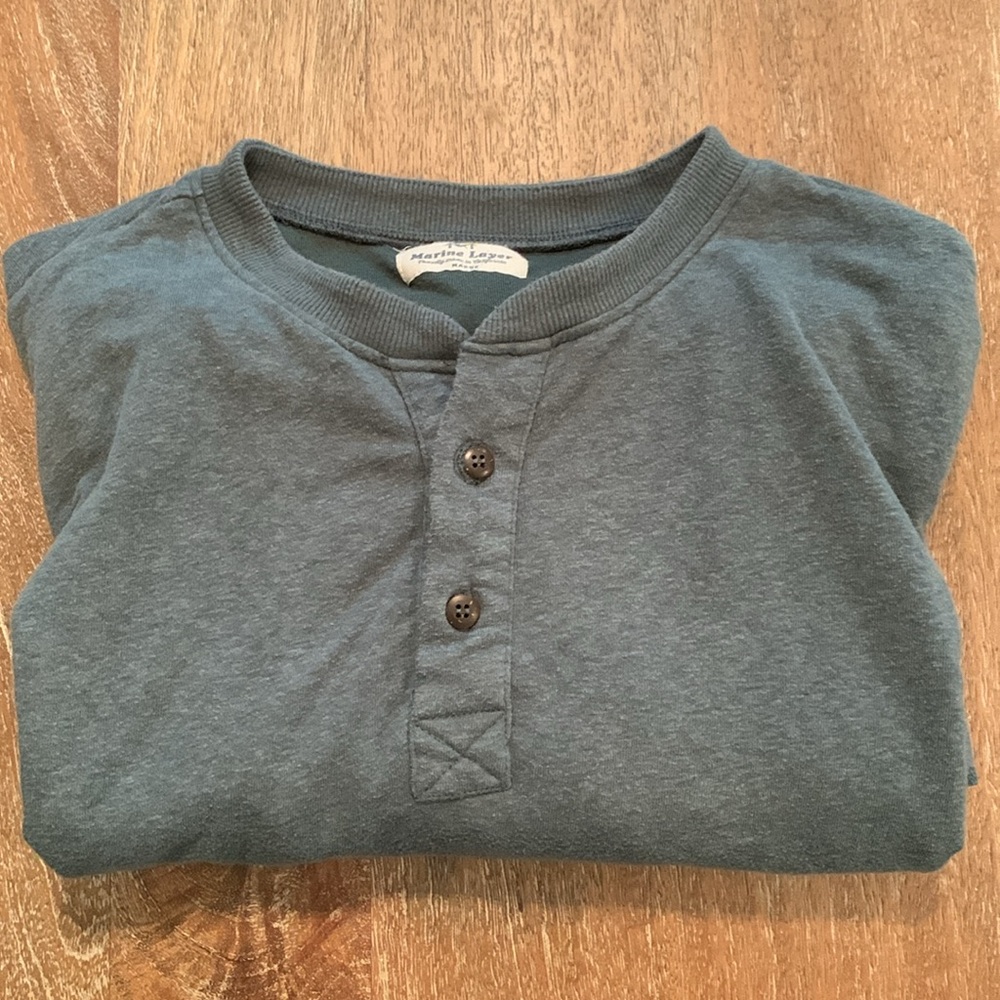 Marine Layer Marge Long Sleeve Henley in Green